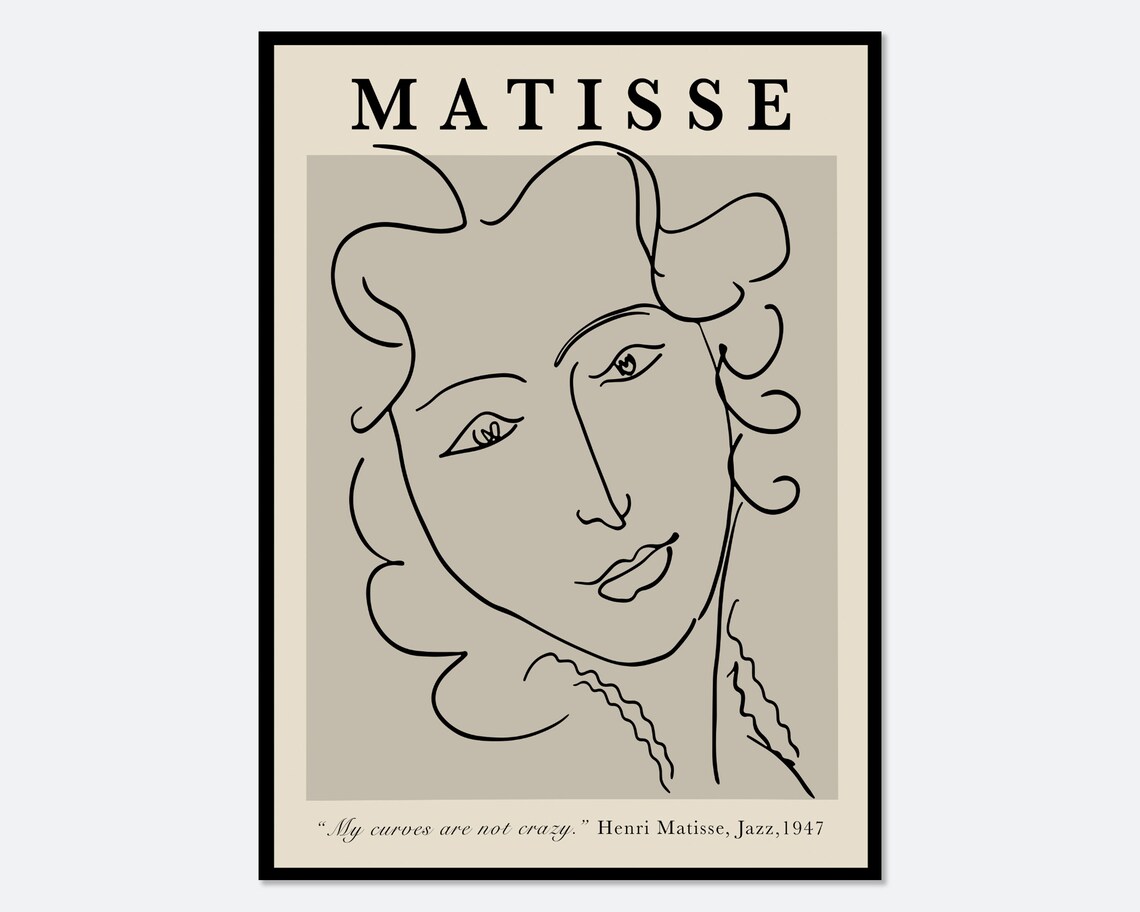 Henri Matisse One Line Woman Portrait Vintage Quote Art Poster