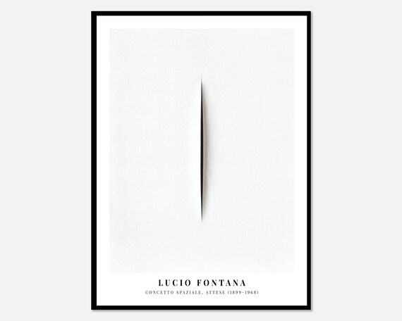 Lucio Fontana Off White Single Cut Canvas Minimalist Art Poster