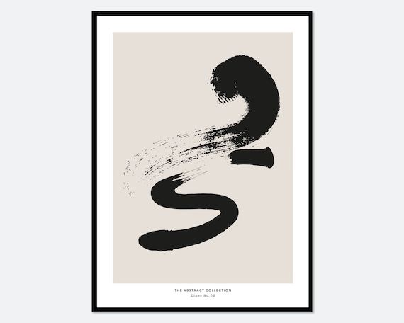 Minimalist Paint Strokes Art Print Abstract Black And Beige Paint Strokes Poster Mid Century Brush Strokes Poster Geometric Print Ab15