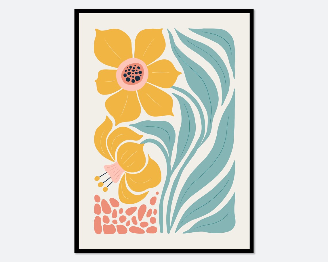 Flower Market Abstract Botanical, Matisse-Style Art Print