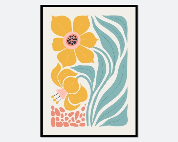 Flower Market Abstract Botanical, Matisse-Style Art Print
