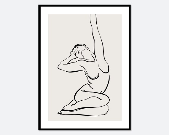 One Line Girl Silhouette Minimalist Line Art Print