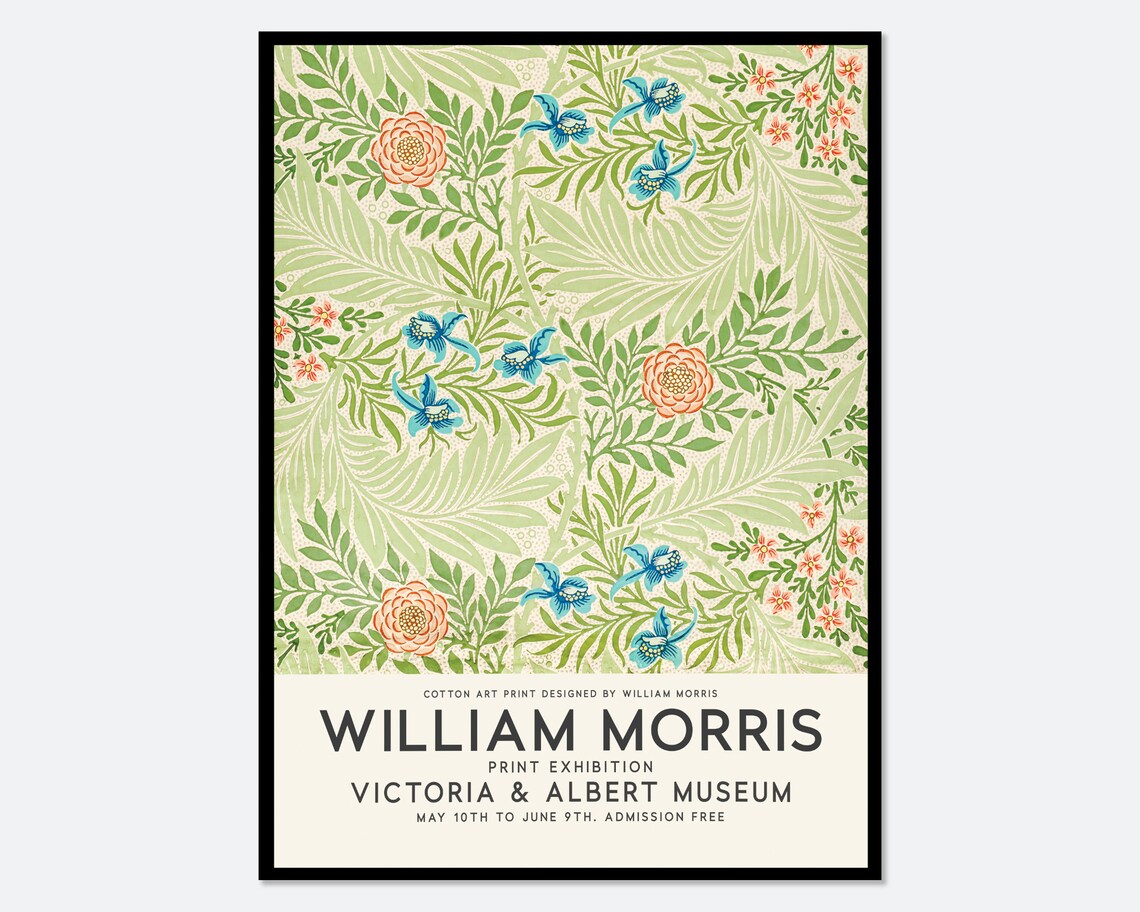 William Morris Larkspur Vintage Poster, Art Print