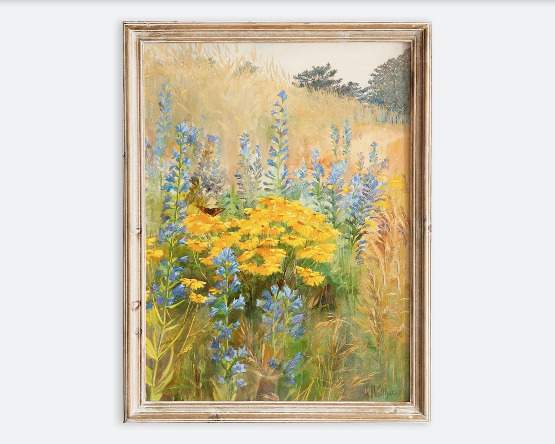 Rustic Vintage European Spring Field Flowers Art Print