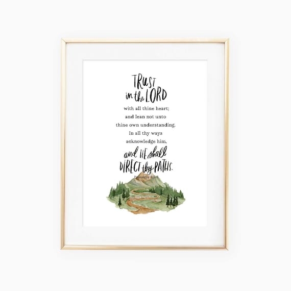 Trust In The Lord With All Thy Heart Proverbs 356 Illustrated Quote Art Print Youth 2022 Theme
