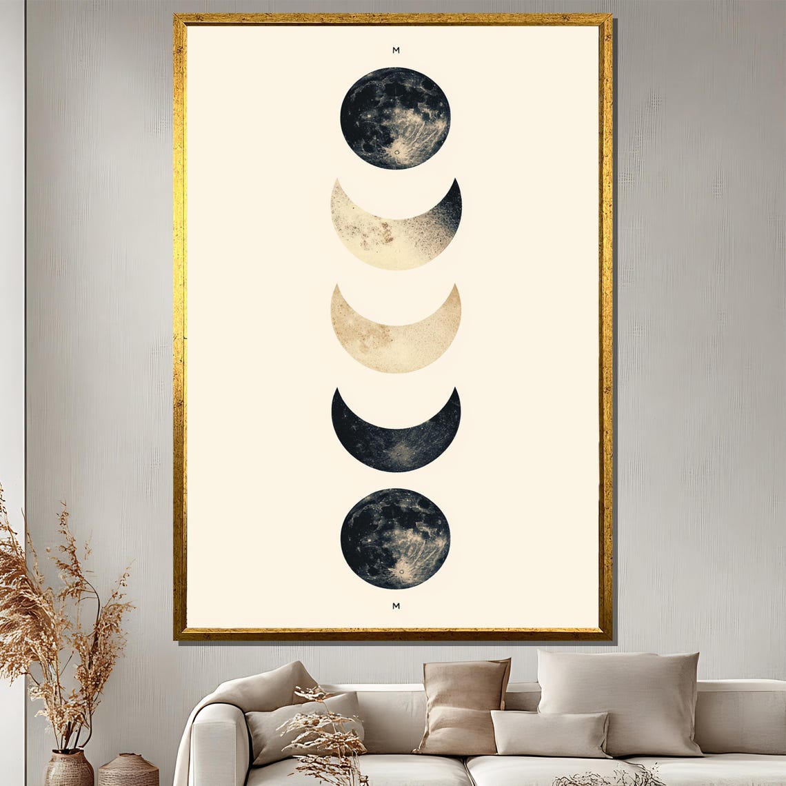 Moon Phase Wall Art Minimal Boho Print Lunar Cycle Poster Neutral Moon Artwork Spiritual Gift Decor