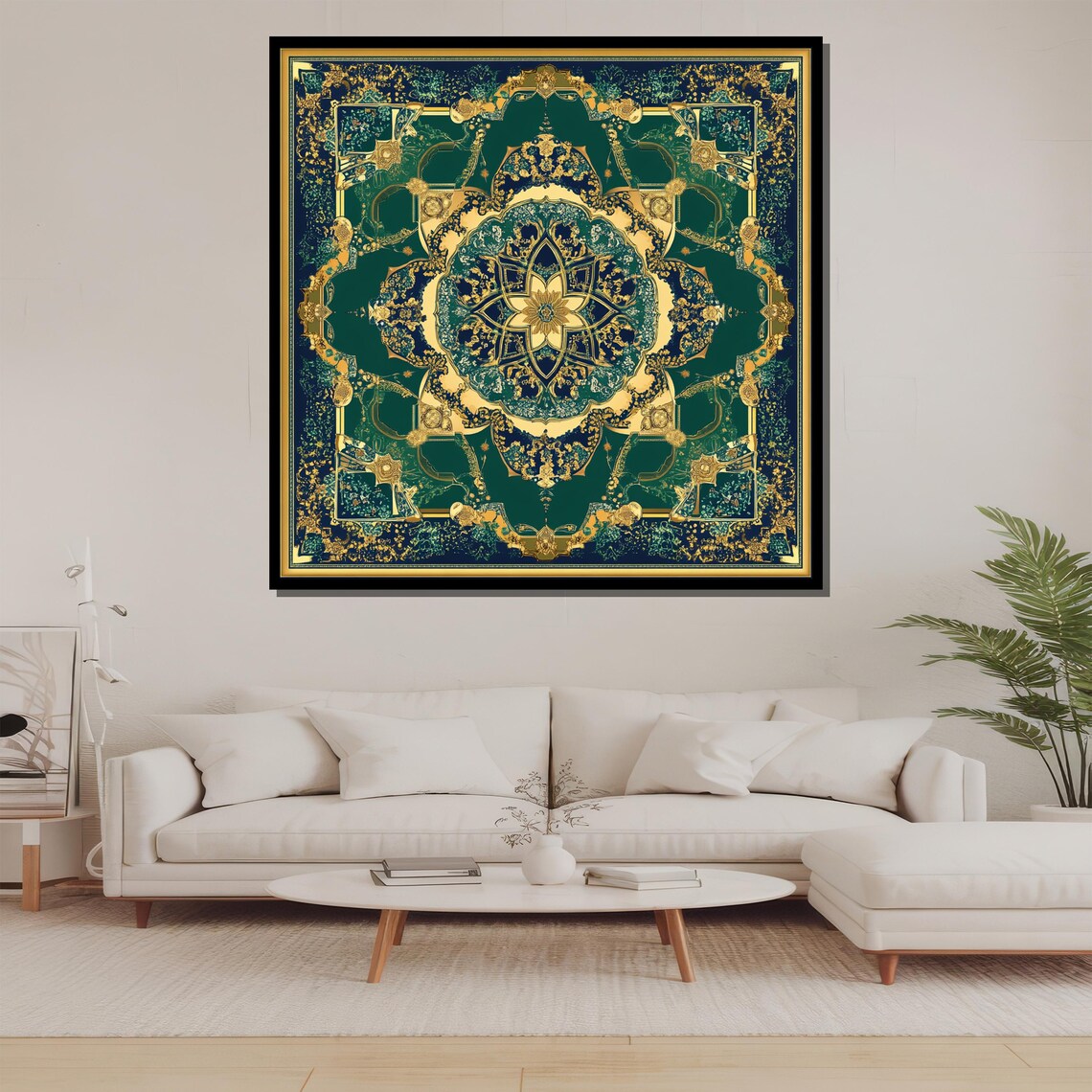 Emerald Mandala Wall Art, Elegant Meditation Decor - Image 2