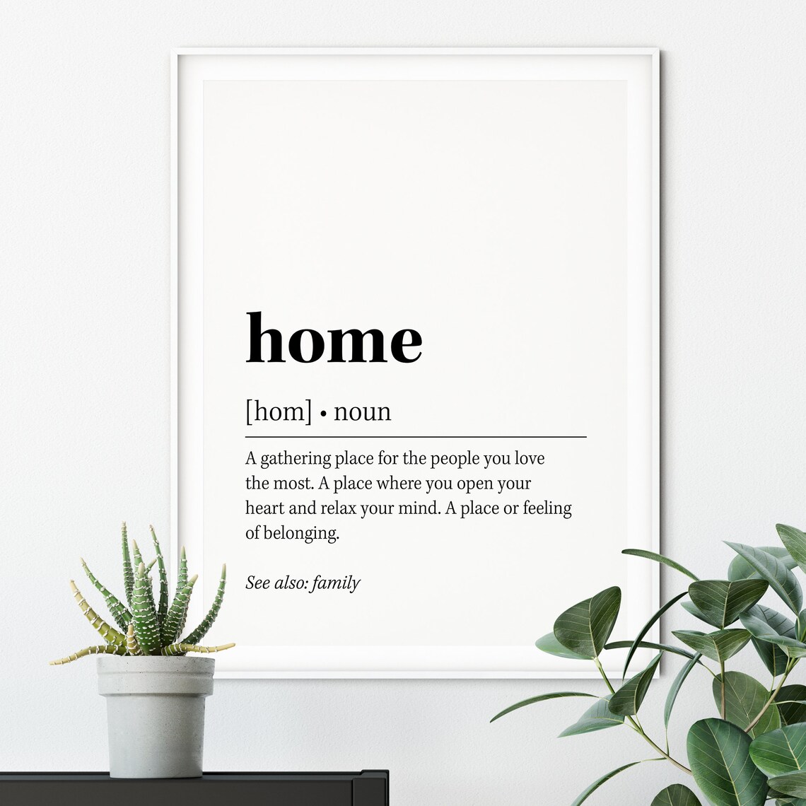 Home Definition Quote Decor, Black and White Art Print - Image 2