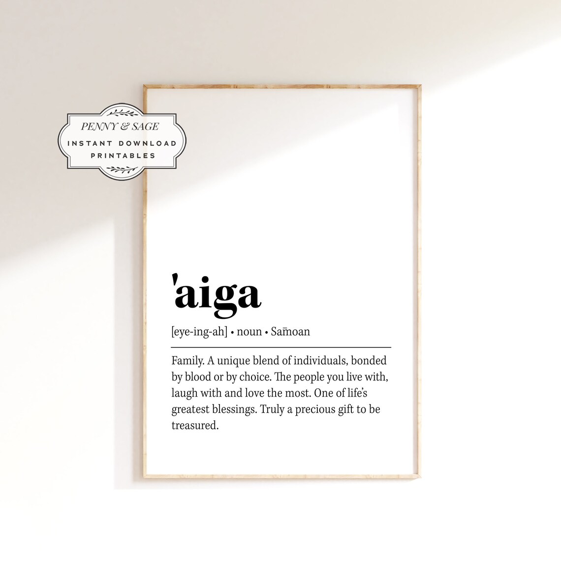 Aiga Samoan Family Definition Meaningful Family Heritage Quote Poster