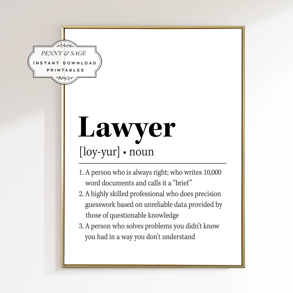 Funny Lawyer Dictionary Definition Poster For Legal Office Wall Decor