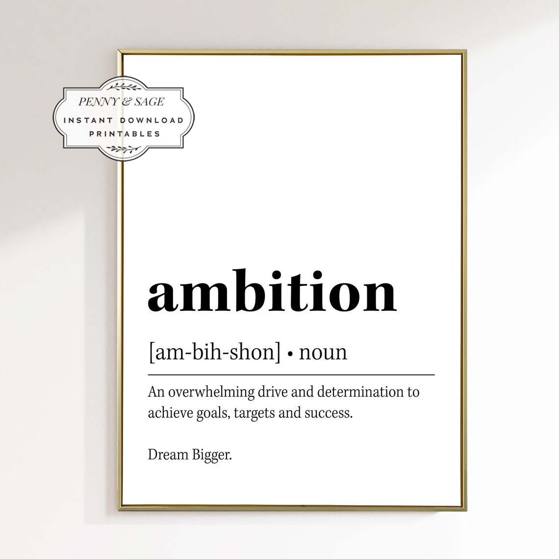Ambition Definition Motivational Quote Poster For Office Wall Decor - Image 2