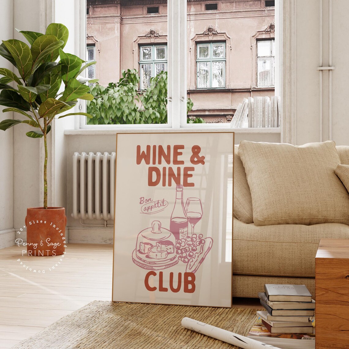 Wine and Dine Club Bon Appetit Bistro Wine and Cheese Kitchen Wall Art