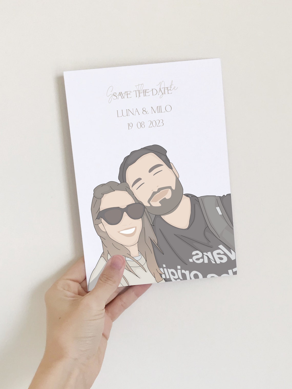 Custom Portrait For Save The Date Illustration From Photo Personalized Save The Date Couple Portrait For Save The Date - Image 2