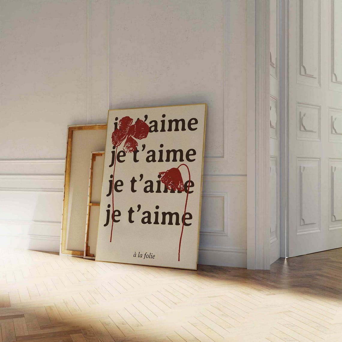 Love In French Print I Love You French Vintage Art Retro Apartment Decor Cool Wall Art Girly Wall Art Positive Quotes Trendy - Image 3