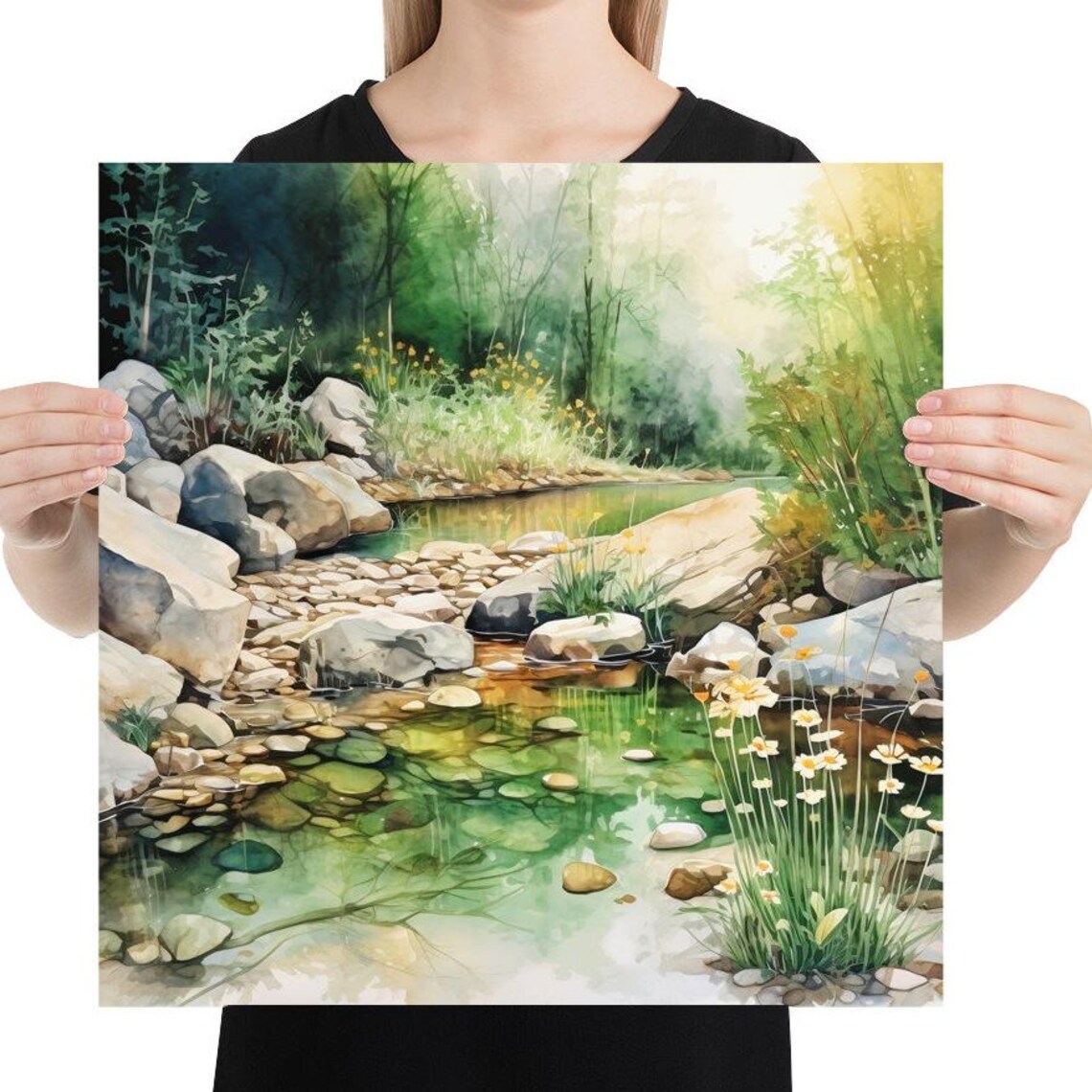 Forest Pond Landscape Watercolor Art Print - Image 5