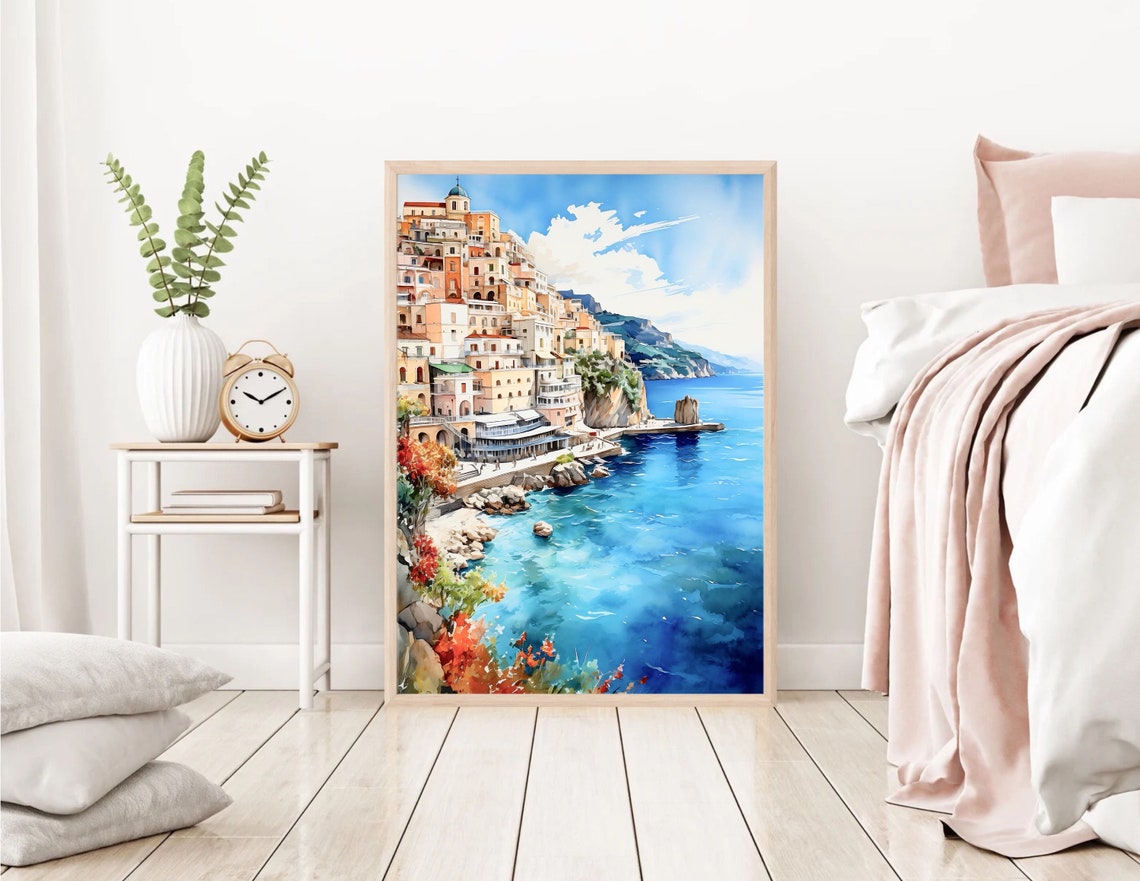 Positano Amalfi Coast Art Print Italy Art Print Travel Gift Travel Poster Europe Print Italian Coast Italian Riviera Housewarming - Image 3