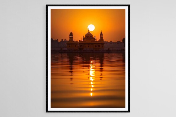 Amritsar Punjab Art Print Golden Temple Sunset Silhouette Sri Harmandir Sahib