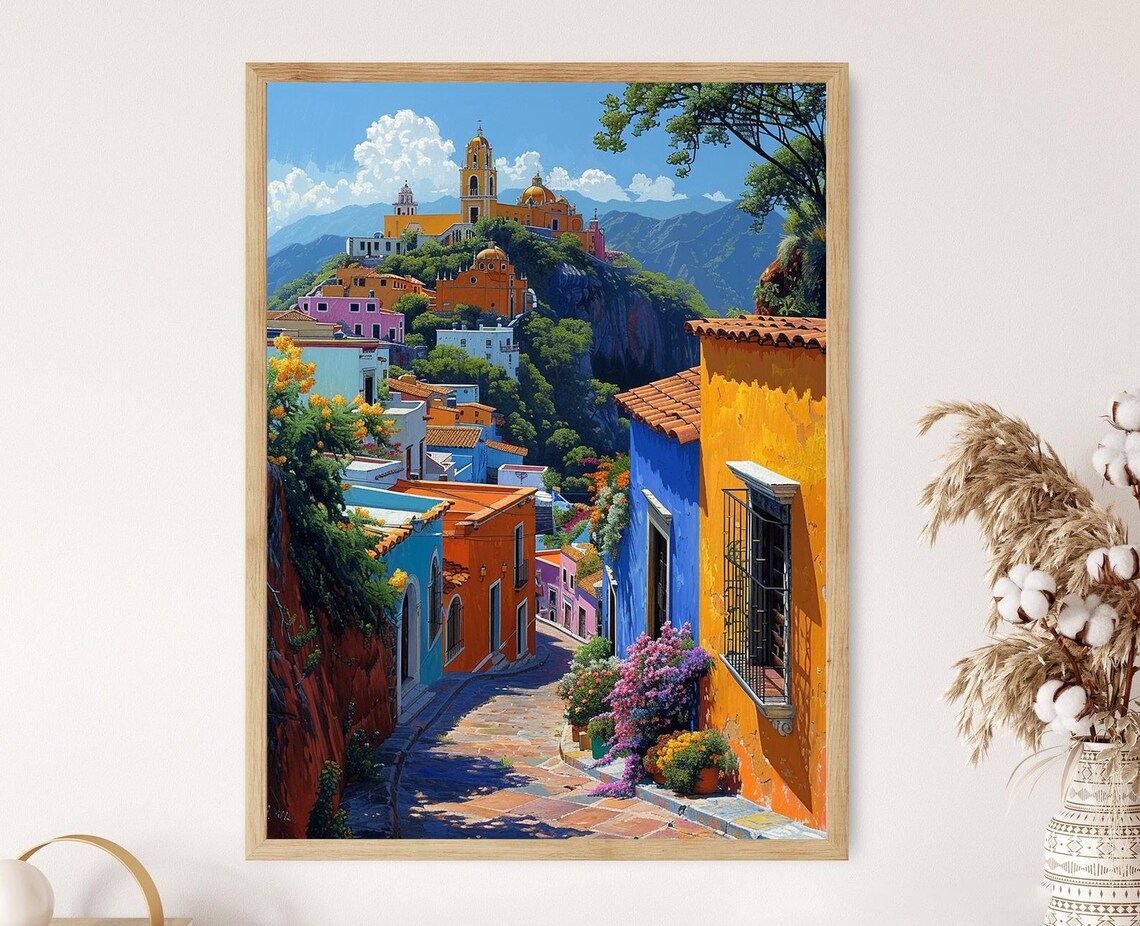 Guanajuato Villages Landscape, Mexican Countryside Art Print