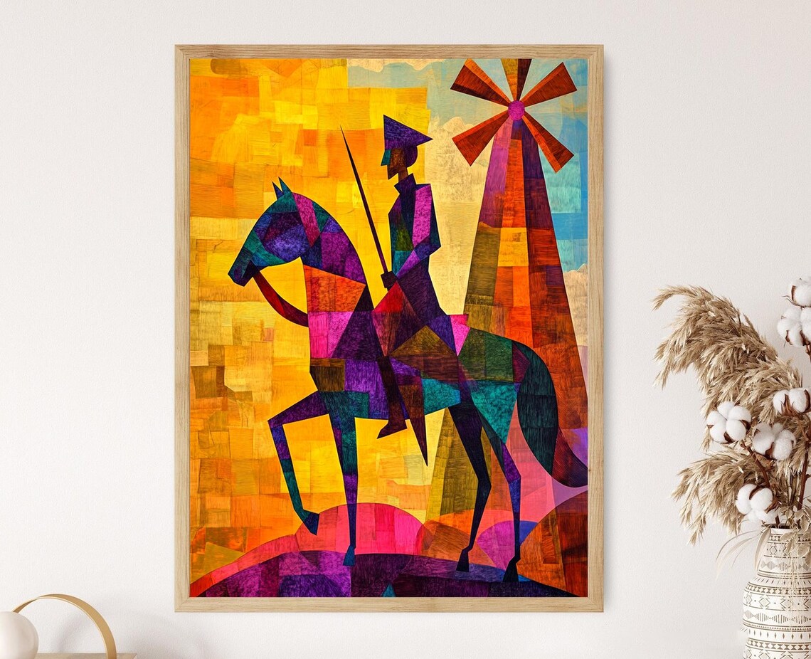 Don Quixote Geometric Illustration Art Print