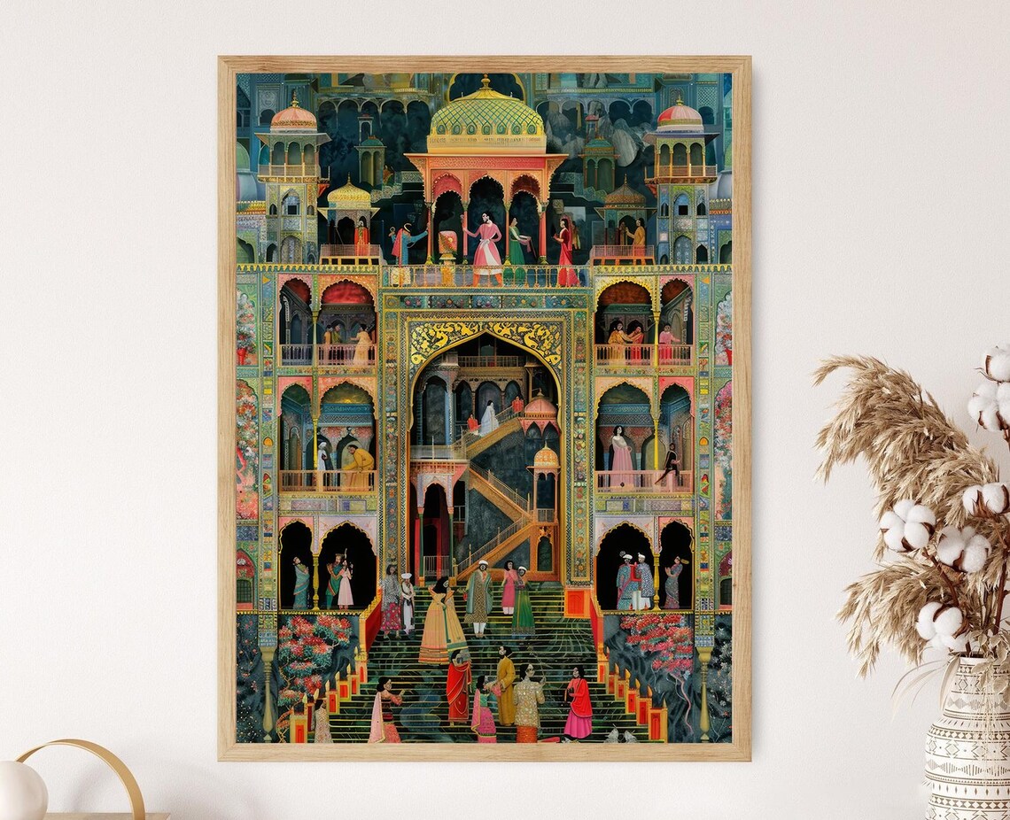 Kangra Style Indian Folk Art Wall Art Print, Decor
