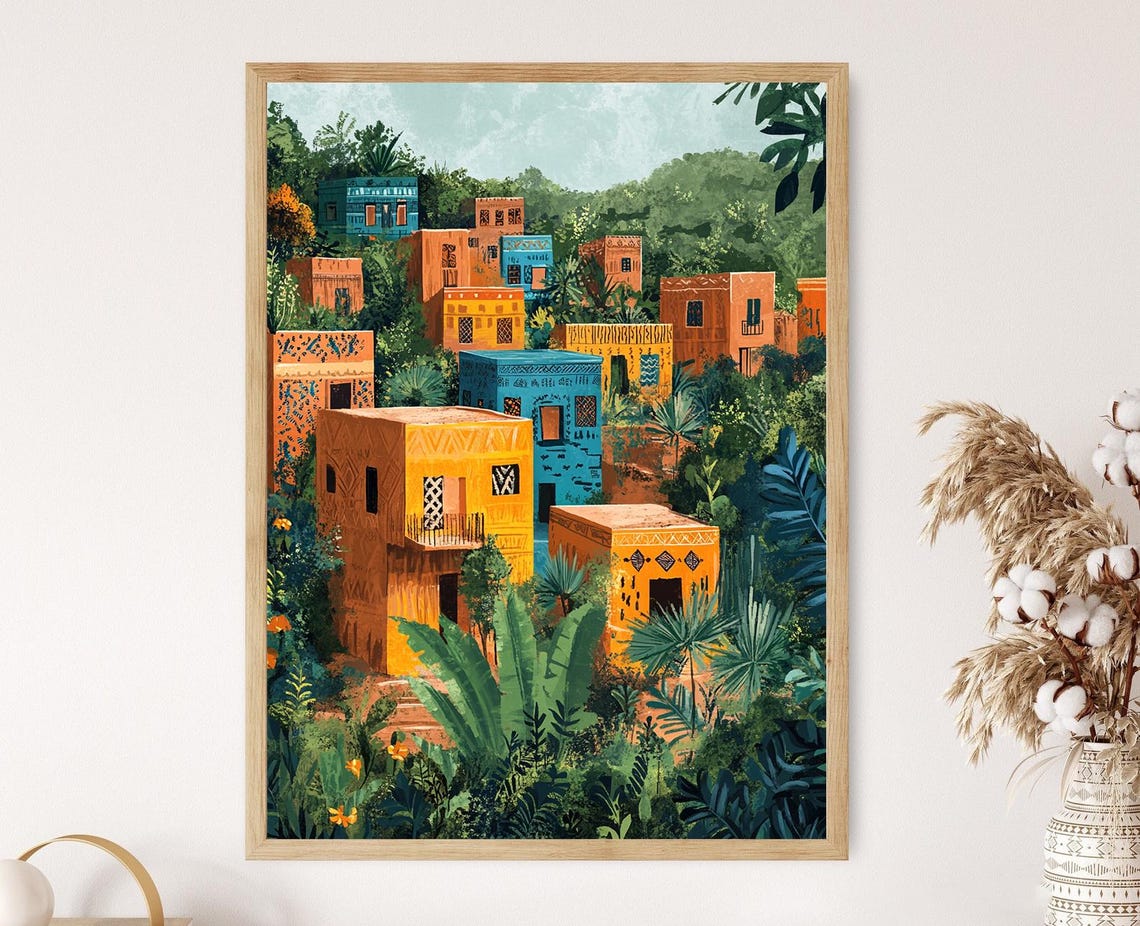 Gourounsi Architecture Art Burkina Faso Cultural Heritage Vibrant Motif Print
