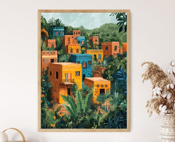 Gourounsi Architecture Art Burkina Faso Cultural Heritage Vibrant Motif Print
