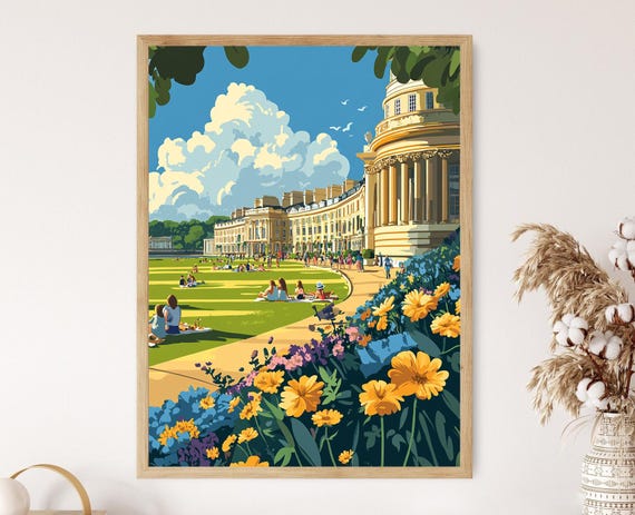 Royal Crescent In Bath Georgian Architecture Scene English Cultural Art