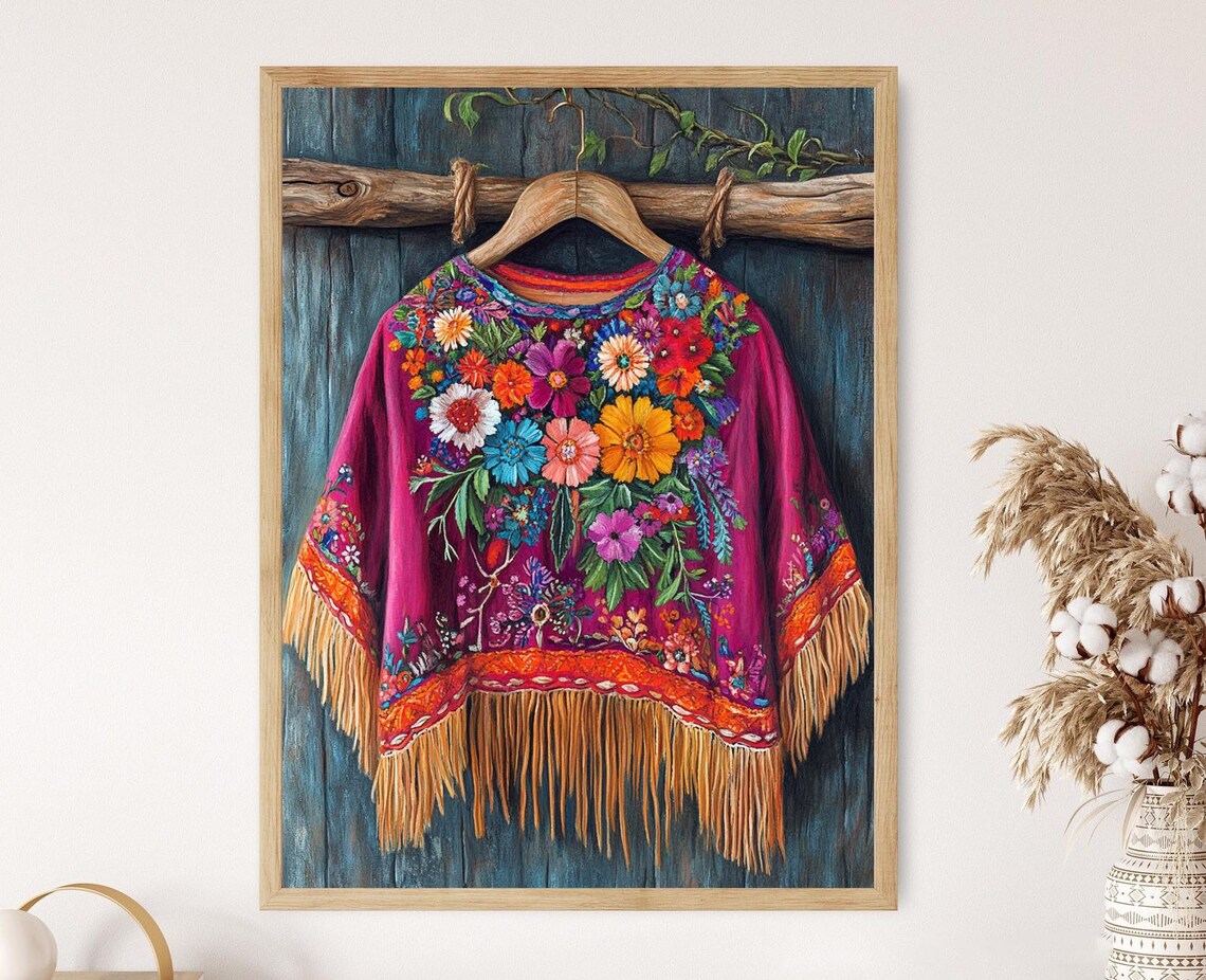 Huipil Bordado Art Print, Mexican Textile