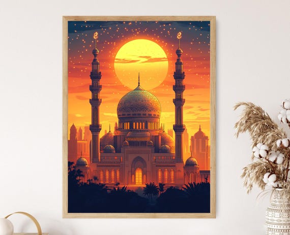 Al Saleh Mosque Illustration Islamic Architecture Yemen Print