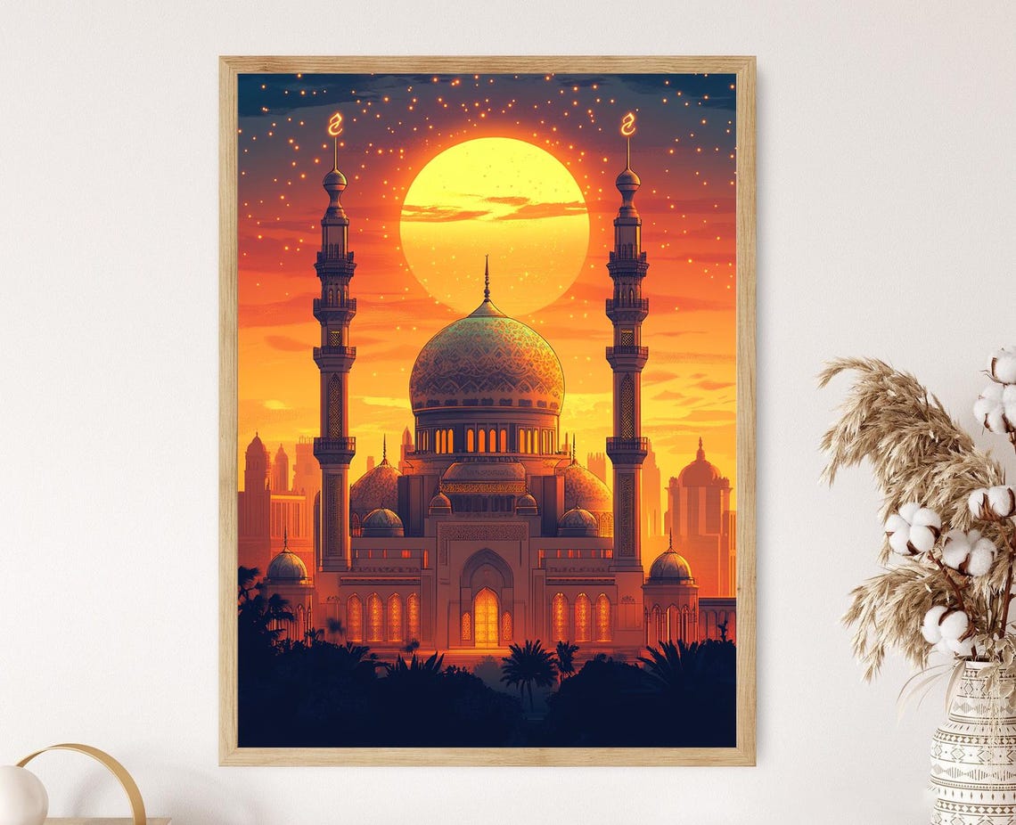 Al Saleh Mosque Illustration Islamic Architecture Yemen Print