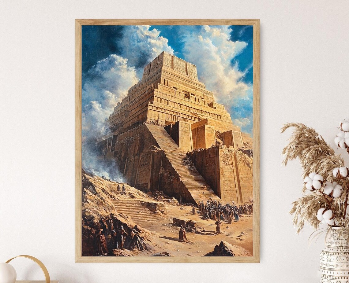Babylonian Ziggurat Art Print, Ancient Architecture