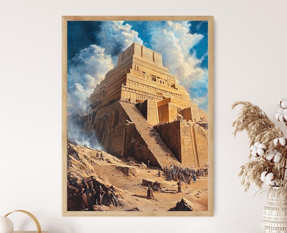Babylonian Ziggurat Art Print, Ancient Architecture