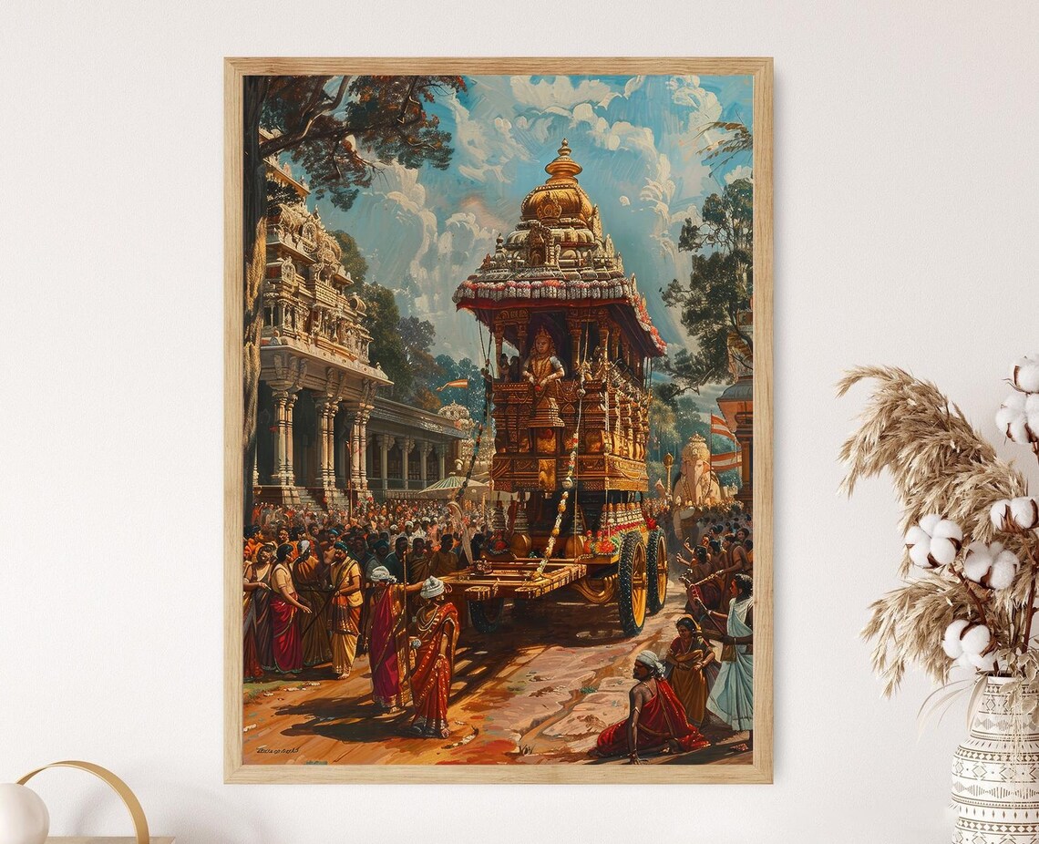 Tamil Nadu Temple Festival, South India Travel Poster