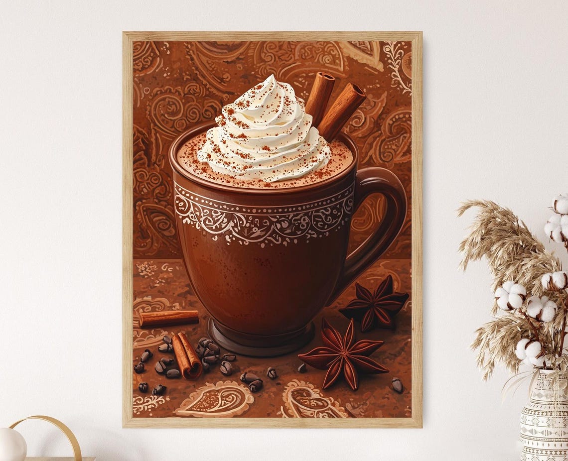 Indian Hot Chocolate Art Print Clay Kulhad Illustration Spiced Beverage Decor