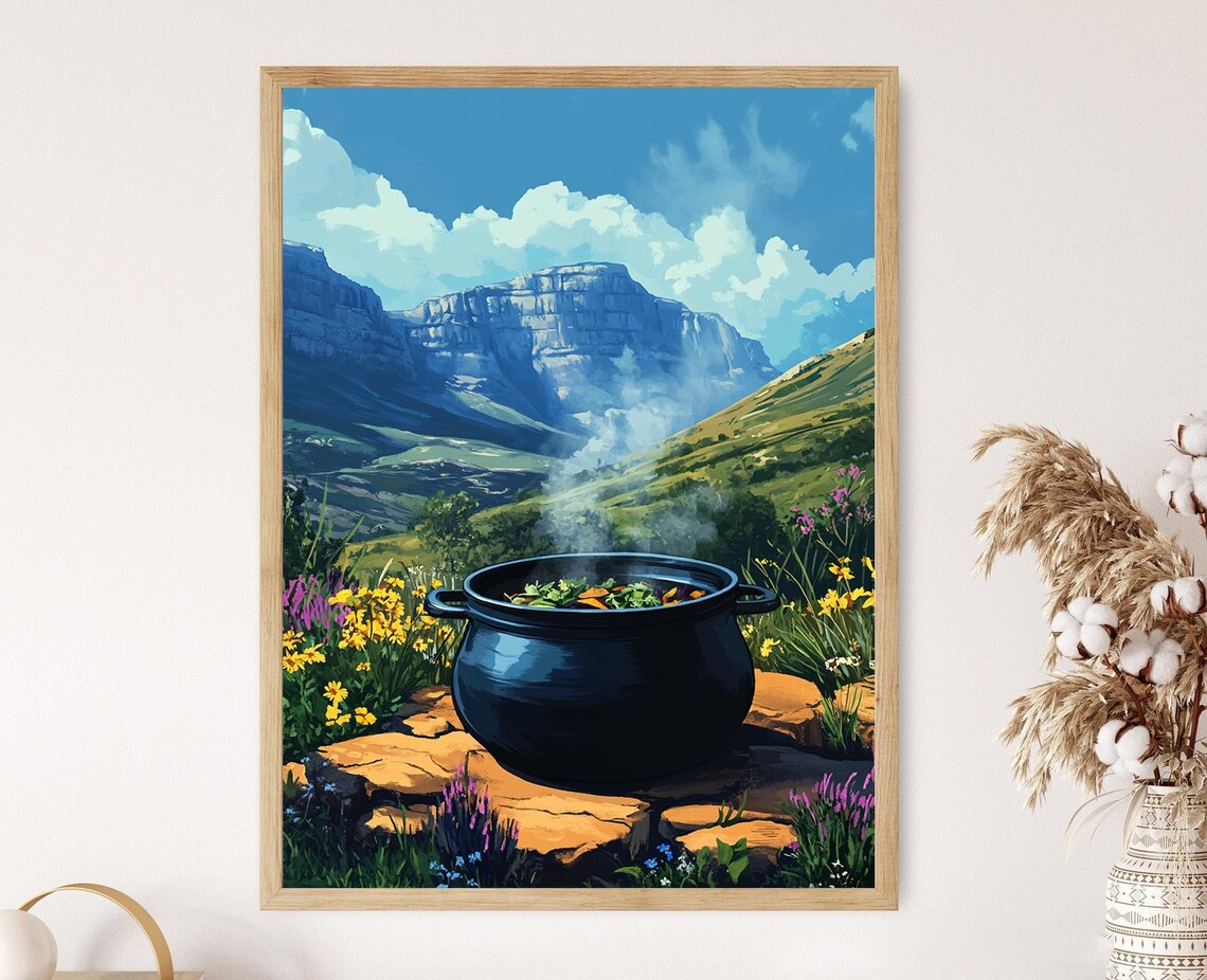 South African Potjie Art Print Traditional Cast Iron Pot