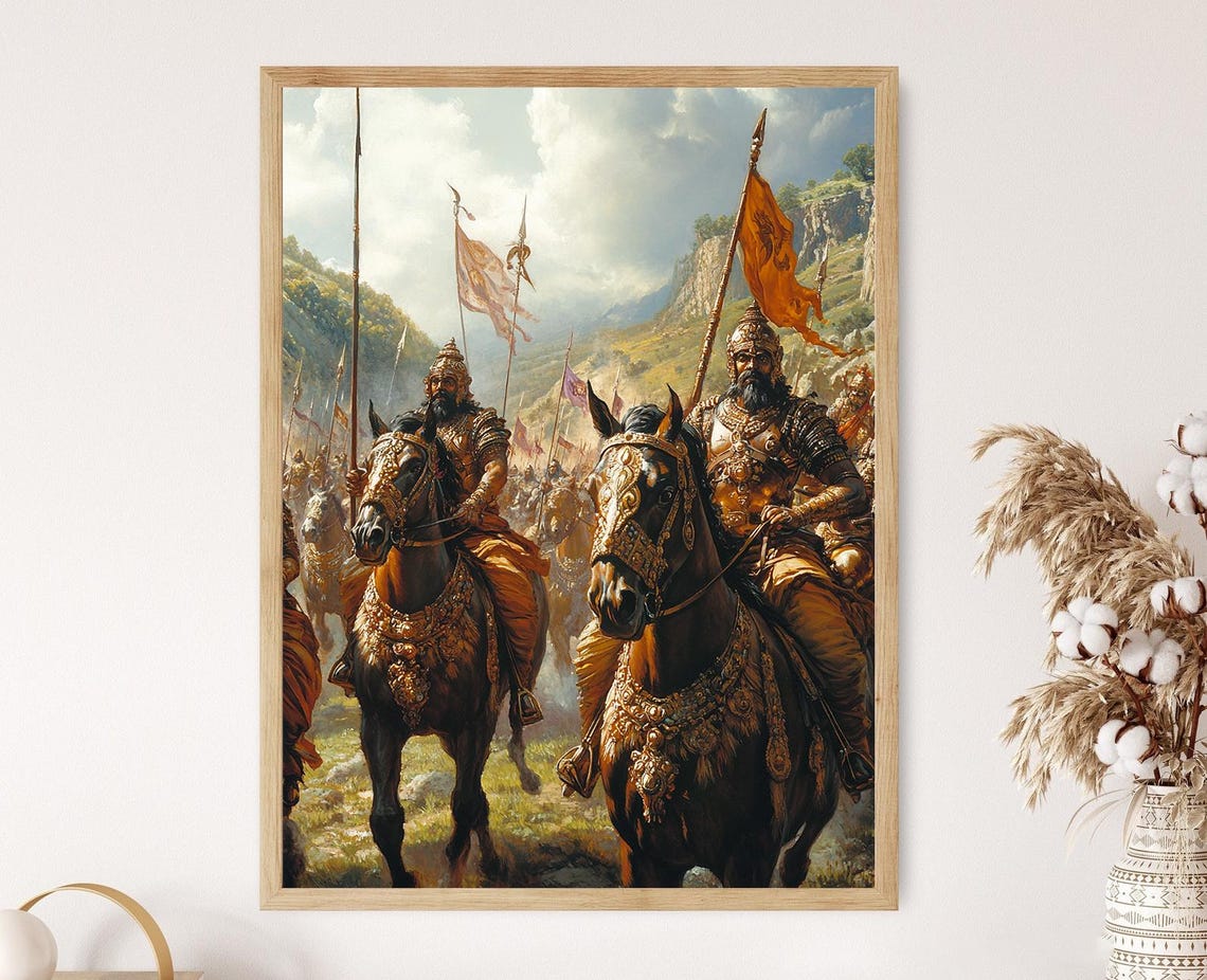 Gupta Empire Warriors Ancient Indian Military Historical Battle Art Print