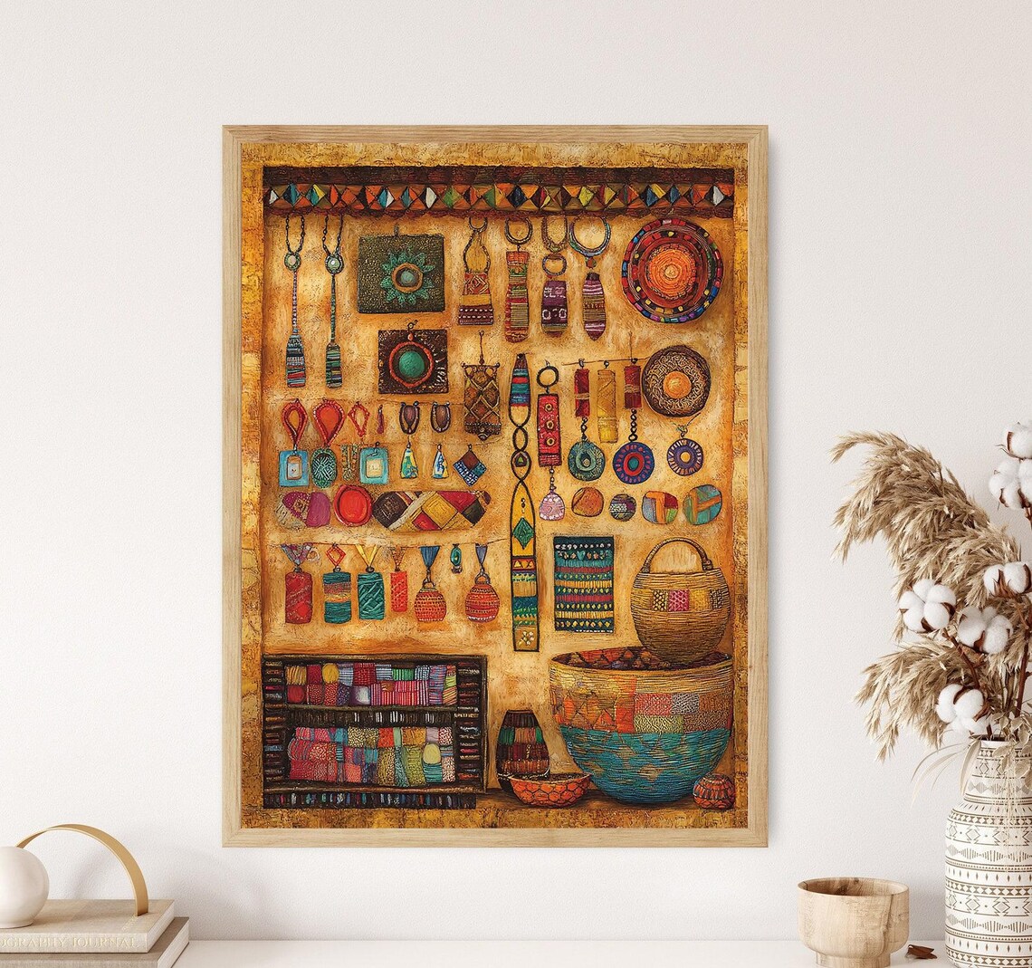 Ethiopian Craft Market Art Print Handmade African Goods Cultural Artisan Wall Art