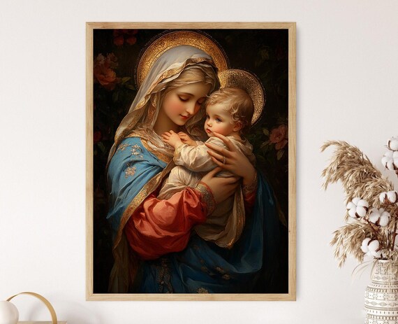 Madonna and Child Renaissance Style Mother of God Religious Art Poster