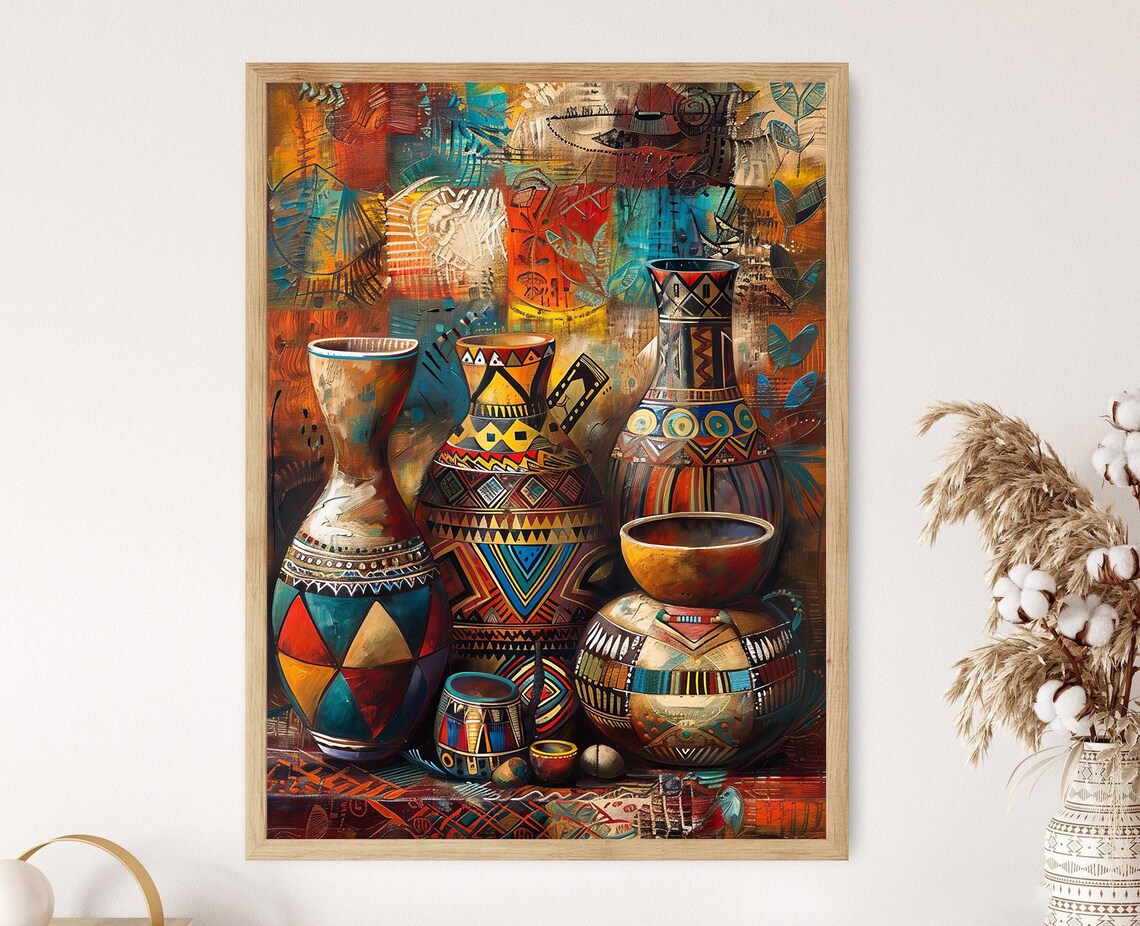 Colorful African Ceramic Pottery Traditional Art Print