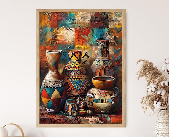 Colorful African Ceramic Pottery Traditional Art Print