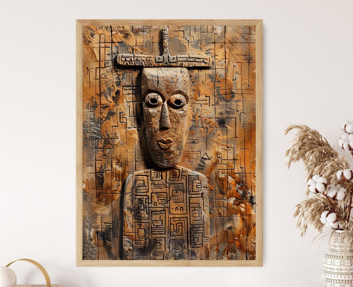 African Dogon Art Print Vintage Inspired Wall Decor Cultural Home Accent Unique Housewarming Gift
