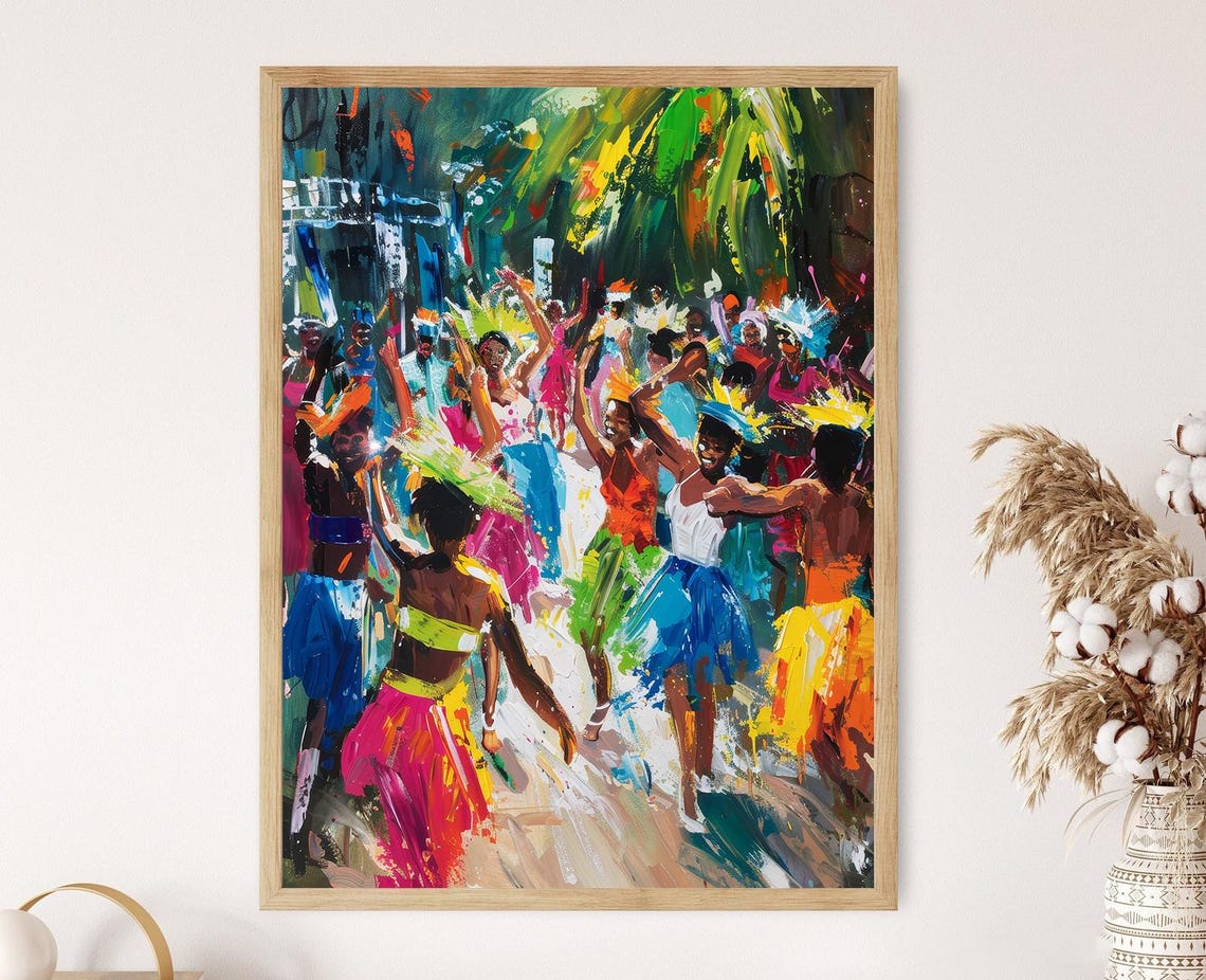 Rio Carnival Scene Artwork Samba Dance Parade Illustration