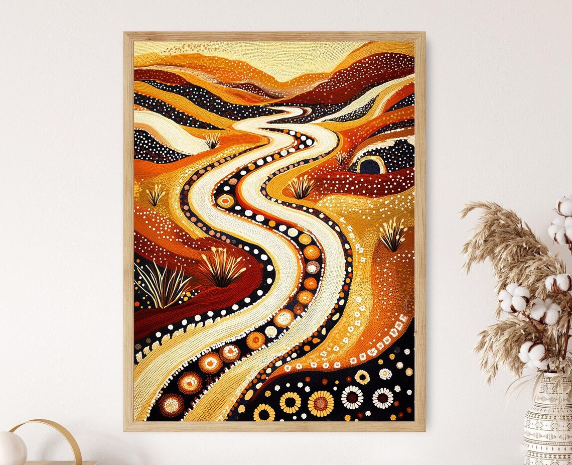 Martu Kangaroo Tracks Aboriginal Desert Decor Art Print