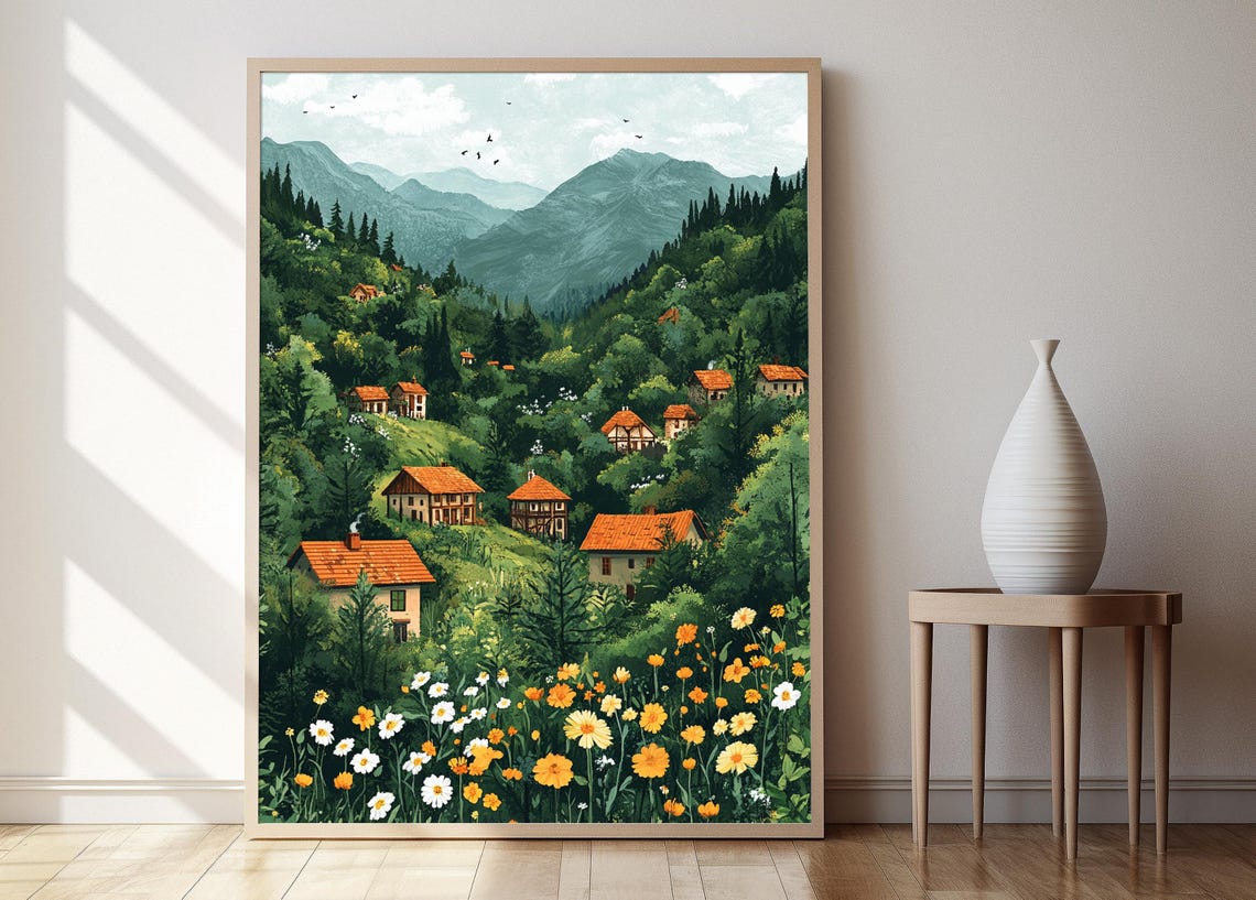 Dilijan Mountain Village Art Print Armenian Forest Scene