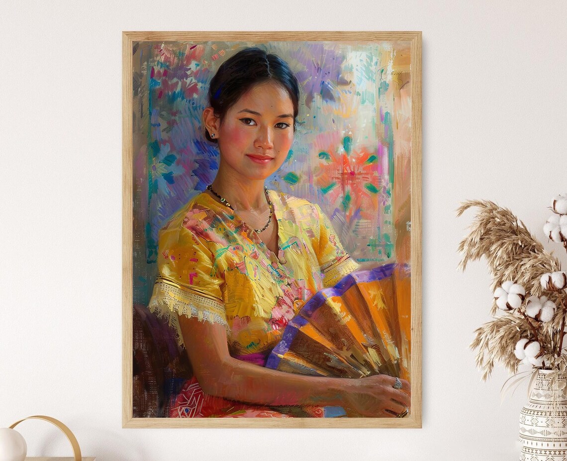 Elegant Filipino Woman, Traditional Dress Art Print