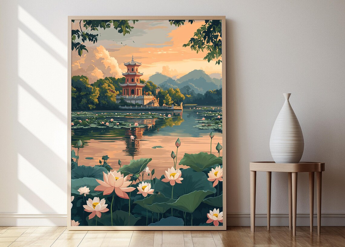 One Pillar Pagoda, Vietnamese Temple Decor Poster