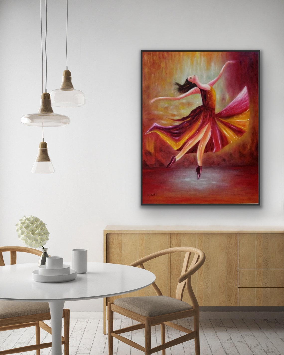 Ballerina Oil Painting Abstract Painting Beautiful Colors Ballerina Wall Art Dancing Abstract Painting Large Wall Painting - Image 2