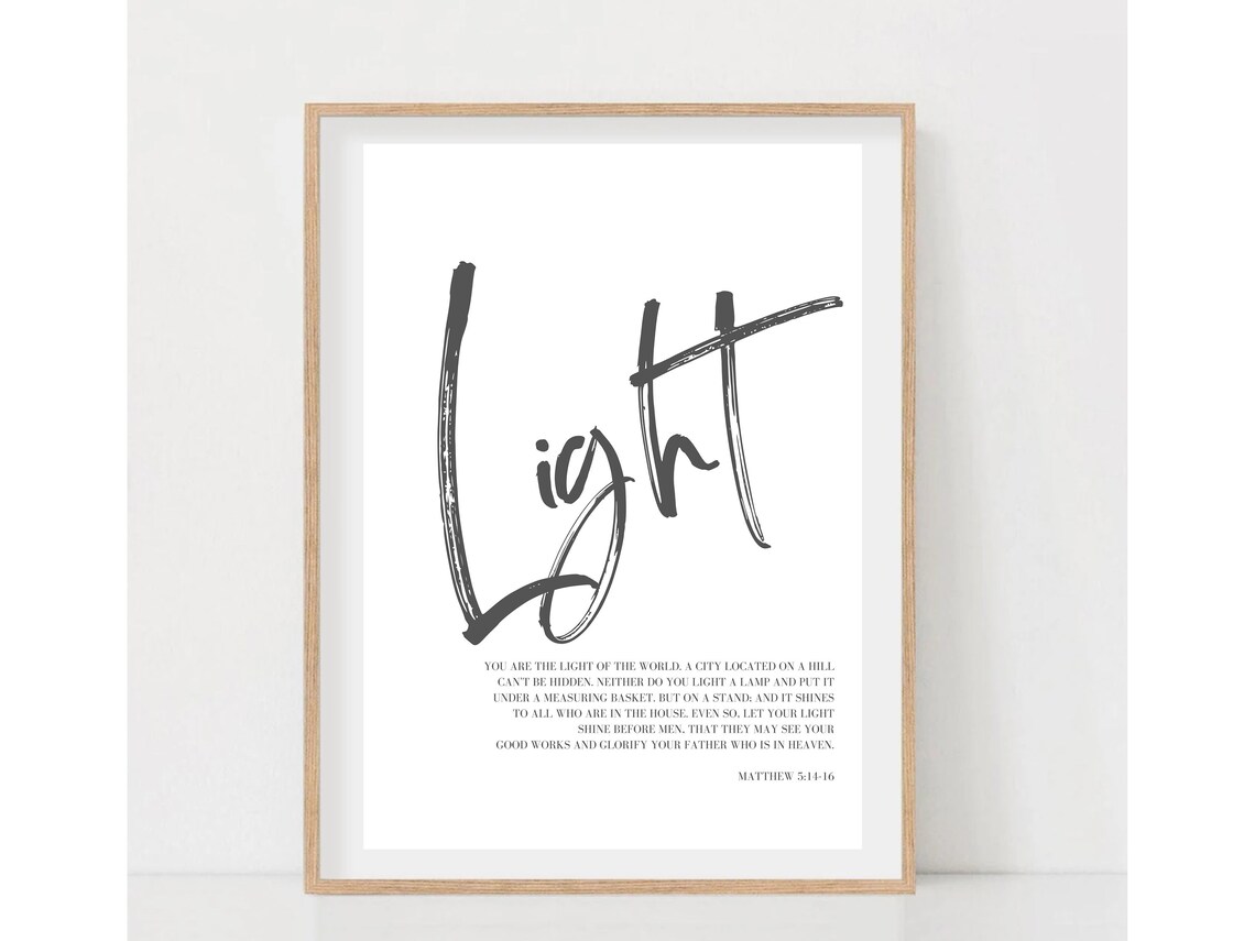 You Are The Light Of The World Matthew 5:14-16 Brush Script Poster - Image 2