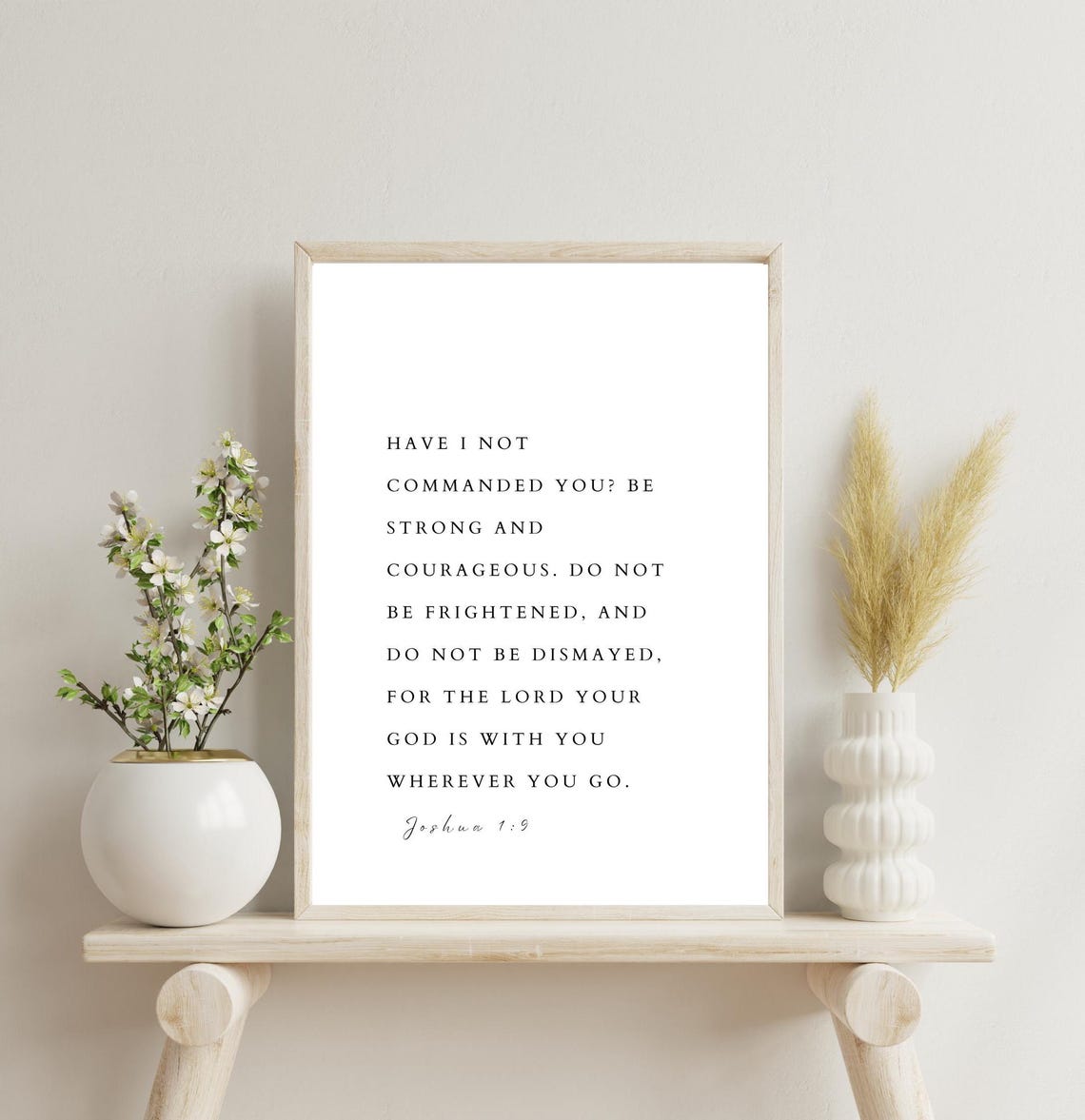 Joshua 19 Be Strong and Courageous Minimalist Scripture Verse Poster - Image 3