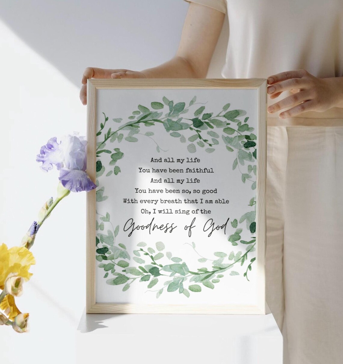 Goodness of God Lyric Watercolor Wreath Botanical Christian Poster - Image 4
